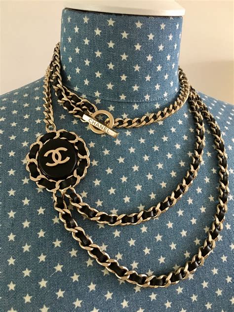 chanel black diamond necklace|chunky chanel necklace.